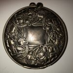 Vintage 1928 Pewter Floral Compact, Mirror & Picture Frame