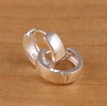 925 Sterling Silver 14mm x 4mm Plain Huggie Hoop Earrings Men's Ladies Hoops Box