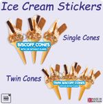 ICE CREAM Stickers - Biscoff Cone - Single Cone - Twin Cone - VAN WINDOW STICKER