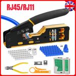 RJ45 Network Tool Kit Cat5e/6 Ethernet Crimper Pass Through Crimp Tester Lan Set