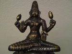 Vintage South India style - patinated brass Lakshmi goddess statue