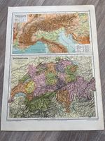 1940 large george philip map - the alps - switzerland