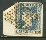 British India 1854 QV ½p Blue Die 1 SG #2 VFU H495