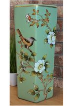 Hexagonal Green Birds & Floral Ceramic Umbrella /Stick Stand /Large Vase MIN0843
