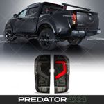 BLACK REAR LED SMOKED TINTED TAIL LIGHTS LAMPS FOR NISSAN NAVARA D23 NP300 2015+