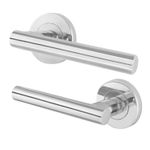 Polished Chrome Internal Door Handles, T-Bar Bathroom, Latch & Key Lock Sets