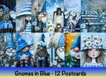 Gnomes in Blue Postcards - set of 12