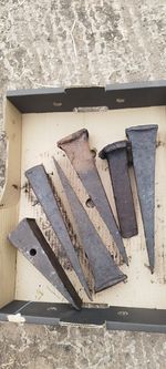 Vintage Steel Log Wedges x6