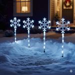 4 PACK SNOWFLAKE XMAS CHRISTMAS PATHWAY LIGHTS STAKE OUTDOOR GARDEN LED LIGHTS