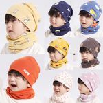 Baby Toddler Cotton Hat and Tube Scarf Set Soft Beanie Hat Neck Warmer Skull Cap