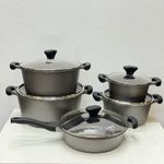 Granite Cookware Set 10 Piece Non Stick Pots & Pan with Lid Induction Safe Grey