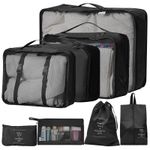 TRIXES 8PC Travel Packing Cubes - All in One Holiday Essential - Black