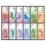 ARGENTINA Set 6 pcs 20 50 100 200 500 1000 Pesos 2016-2018 UNC