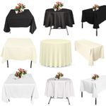 Polyester Tablecloth Table Cover Cloth Round Rectangle White Black Ivory Wedding