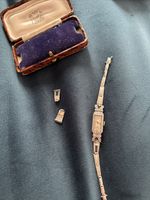 Antique Art Deco Platinum & Diamond Watch With Adjustable Braclet Strap Boxed