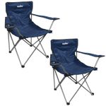 Folding Camping Chair with Carry Bag & Cup Holder 51cm x 81cm 2 Pack