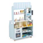 COSTWAY Honey Joy Kids Ice Cream Shop Wooden Grocery Store with 27 Accessories