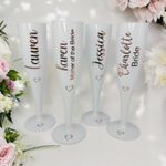 Personalised White Champagne Prosecco Flutes Wedding Bridesmaid Birthday Plastic
