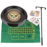 16 Inch / 40cm Roulette Wheel Set Including Felt,  Chips, Cards & Rake