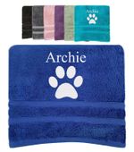 Personalised Pet Dog Towel Bath Towel Name Paw Print Bath Towel Any Name