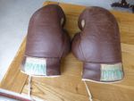 Vintage FRANK BRYAN 8Ooz BOXING GLOVES in 2 tone leather which shows genuine age