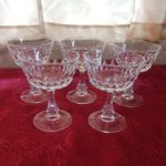 Set of 5 French Vintage Crystal Sherbet Champagne Coupe Glasses 4-7/8" Pompadour