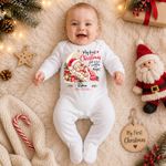 Personalised Baby First Christmas Sleepsuit, My 1st Christmas Babygrow