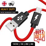 Micro USB Cable 15CM 1M 2M 3M High Speed Data Sync Fast Charger Charging Lead UK