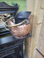 Vintage Copper Coal Skuttle with Brass Handles