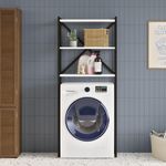 3 Tier Over Washing Machine Storage Shelf Bathroom Laundry Rack Unit - Walnut