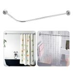 L Shaped Shower Curtain Rod Corner Shower Curtain Rail 90° Curved Rod for Bath