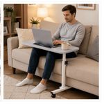 Height Adjustable Overbed Dining Table Sofa Bed Side Laptop Desk Tray w/ Wheels