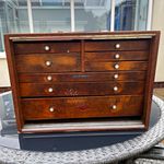 Neslein Vintage Wooden Multi-Drawer Tool Box Cabinet with Assorted Tools