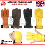 Archery Shooting Glove - Leather Hunting Gloves 3 Finger Bow Hunter Gloves XS-XL
