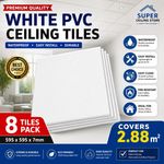Suspended Ceiling Hygienic Vinyl Surface 595mm x 595mm 600mm x 600mm Box 8 Tiles
