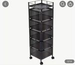 6-Tier Kitchen Rotating Storage Trolley Cart Mobile Vegetable Shelf Rack