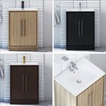 Bathroom Sink Floor Standing Vanity Unit Furniture Cabinet Basin 2 Door 600mm