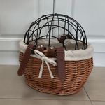 Bike Basket with Leather Straps Wicker Hand-Woven Shopping Basket Bicycle