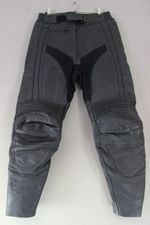 FRANK THOMAS LADIES BLACK LEATHER BIKER TROUSERS SIZE 8 WAIST 28-30 IN/LEG 26 IN