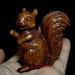 2.7 Inch Old Chinese Boxwood Hand Carved Squirrel Statue Netsuke Decoration Gift