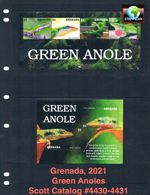 $22.50 Scott Value - 2021 GRENADA Green Anole 2 s/s Lizard CV MNH NH UMM
