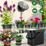 Solar Drip Irrigation System Kit, with 10 Pack Plastic Plant Pots & Handy Bucket