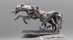 Fine Vintage 1930s Pewter Sculpture "Dog Racing" - Two Greyhounds