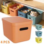4Pcs Colorful Storage Box Plastic With Lid Kitchen Office Home Food Container