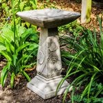 Square Top Stone Cast Garden Stone Cast Garden Bird Bath Square Top Lily Pad Des