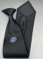 SIA BLACK CLIP-ON TIE WITH SIA BADGE BLUE LOGO 