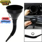 HEAVY DUTY FLEXIBLE FUNNEL WITH FILTER DETACHABLE BLACK PLASTIC SPOUT FUEL OIL