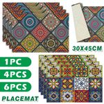 Set Of 1/4/6 Placemats Mosaic Xmas Plastic Protective Dining Dinner Table Mats