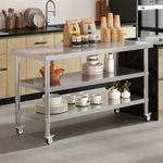 Stainless Steel Table Shelves Backsplash PrepTable Commercial Kitchen Countertop