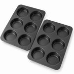 Sinsanye 2Pack 6 Hole Muffin Tray Non Stick Cupcake Yorkshire Pudding Baking Tin